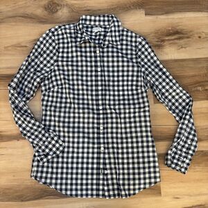 J. Crew Navy and White Checkered Button Down Shirt